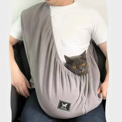 XL Cuddler Pet Sling Carrier for Cats & Dogs – Soft Fleece Fabric, Fits Pets Up to 25lb, Cozy & Secure for Home Harness Col...
