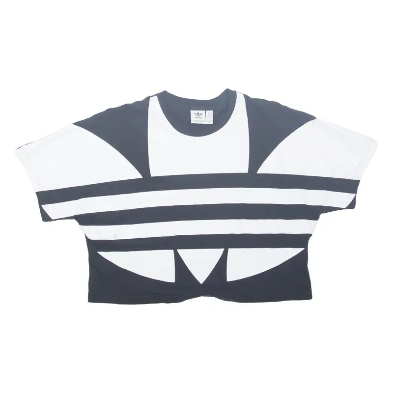 ADIDAS Cropped Womens T-Shirt Black UK 6