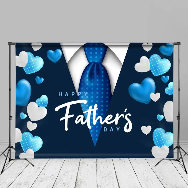 Dark Blue Business Suit Hearts Fathers Day Backdrop - Aperturee