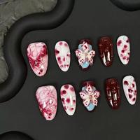 E147 European Handmade Coffin Almond Nail nails reusable nail art manicure cute press artistic nail glossy stick japanese nai...
