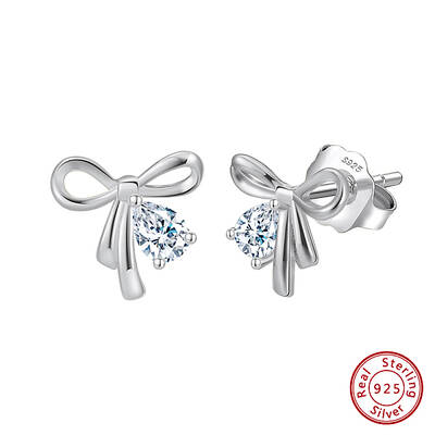 925 Sterling Silver Micro Pave Clear Cubic Zirconia Stud Earrings