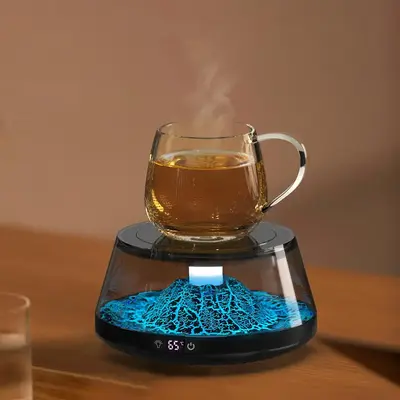 Coffee Cup Warmer with Digital Display, Portable Constant Temperature Coffee Cup Heating Coaster, Smart Heating Pad for Bever...