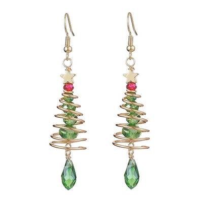 Copper Wired Glass Dangle Earrings