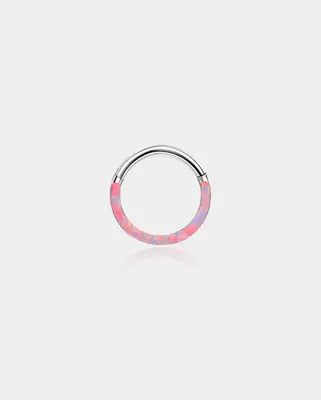 Opal Hinged Segment Cartilage Hoop - Pink / 8mm