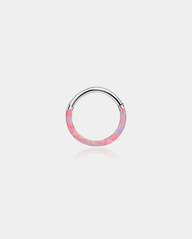 Opal Hinged Segment Cartilage Hoop - Pink / 8mm
