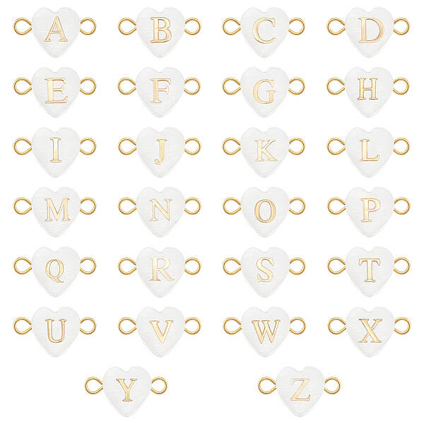 26Pcs 26 Styles Letter A-Z Shell Connector Charms