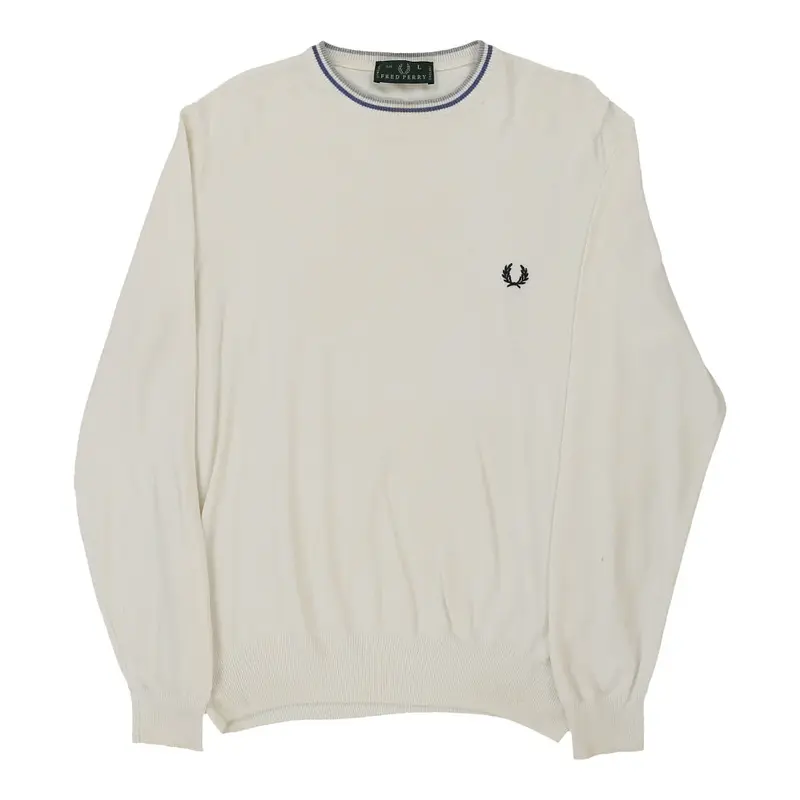Fred Perry Jumper - Large White Cotton