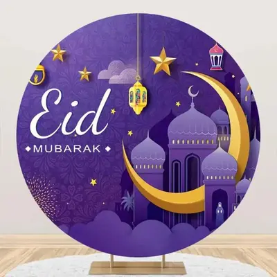 Purple Starry Sky Palace Moon Eid Mubarak Backdrop - Aperturee
