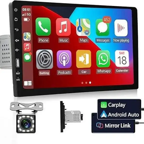 【Roinvou】Single Din Carplay Car Stereo with Android Auto, 9 HD Touchscreen Bluetooth Car Radio Supports FM/AM Radio Mir...