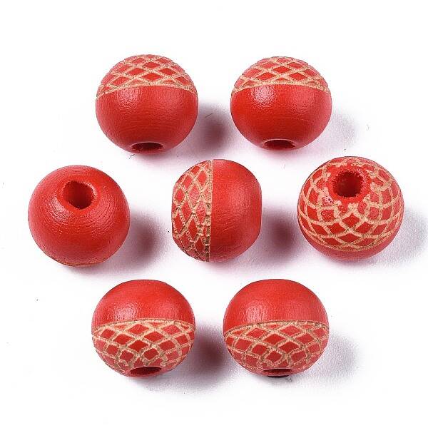 Painted Natural Wood Beads