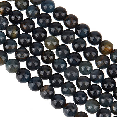 2 Strands Natural Blue Tiger Eye Beads Strands