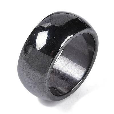Magnetic Synthetic Hematite Finger Ring