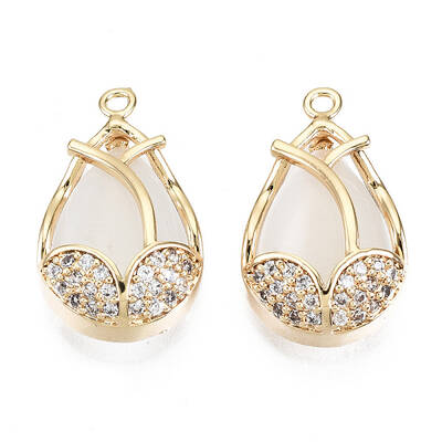 Brass Micro Pave Clear Cubic Zirconia Pendants