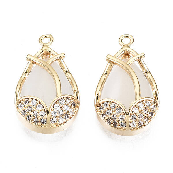 Brass Micro Pave Clear Cubic Zirconia Pendants