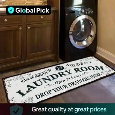 Room Decor Laundry Room Letter Pattern Floor Mat, 1 Count Non Slip Carpet, Household Decorative Rug for Laundry Room Decor, C...