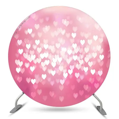 Aperturee Pink Heart Bokeh Circle Valentines Day Backdrop | Happy Valentines Day Banner | Photo Booth Valentines Backdrop | V...