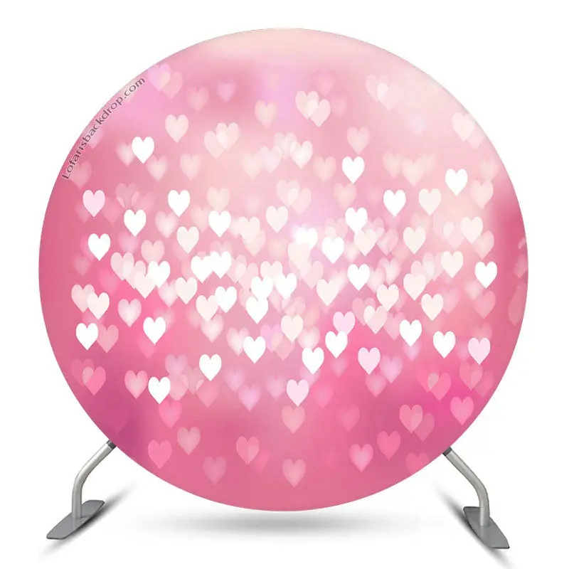 Aperturee Pink Heart Bokeh Circle Valentines Day Backdrop | Happy Valentines Day Banner | Photo Booth Valentines Backdrop | V...