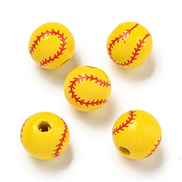 Printed Wood European Beads