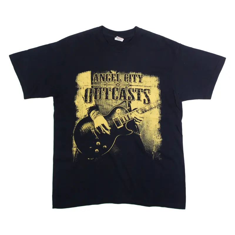 FRUIT OF THE LOOM Angel City Outcasts Mens Band T-Shirt Black Crew Neck M