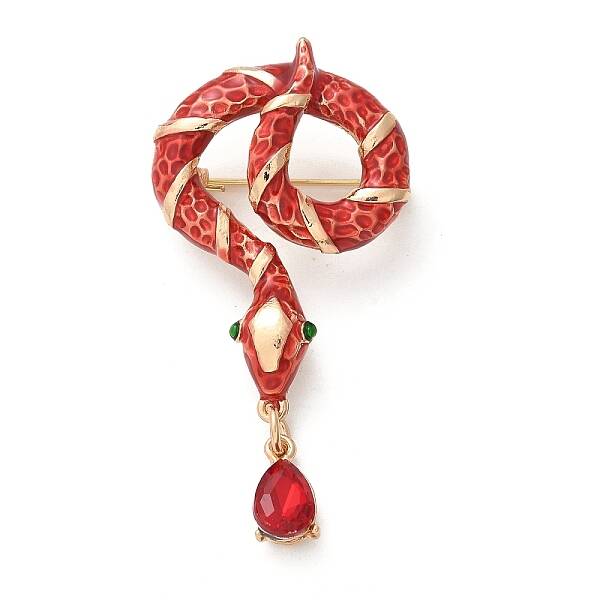 Rhinestone Snake Aolly Brooch with Enamel