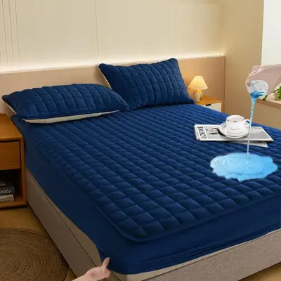 Solid Color Waterproof Fitted Sheet, Soft Comfortable Mattress Protector, Mattress Topper for Home Bedroom Hotel Dormitory