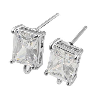 Brass with Cubic Zirconia Stud Earring Findings