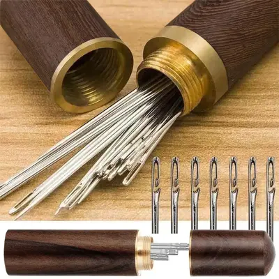 30pcs Self Threading Needles, Stainless Steel Blind Sewing Needles with Solid Wood Needle Case, Sewing Supplies for Home Use ...