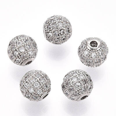 Rack Plating Brass Cubic Zirconia Beads