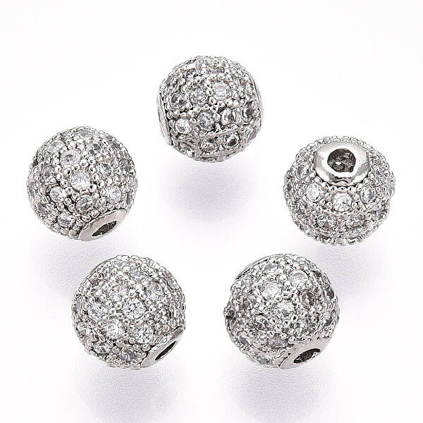 Rack Plating Brass Cubic Zirconia Beads