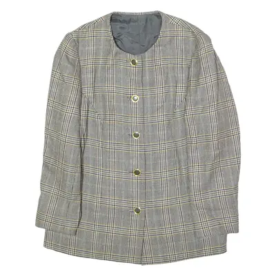 Womens Blazer Jacket Grey 90s Check L