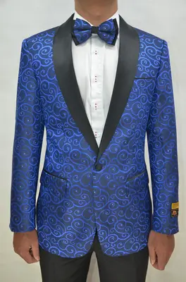 Paisley-300 Royal Blue/Black - Mens Wholesale Blazers