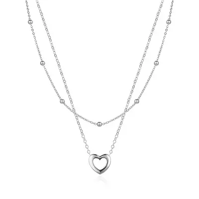 Agato Double heart necklace in silver AGS1552