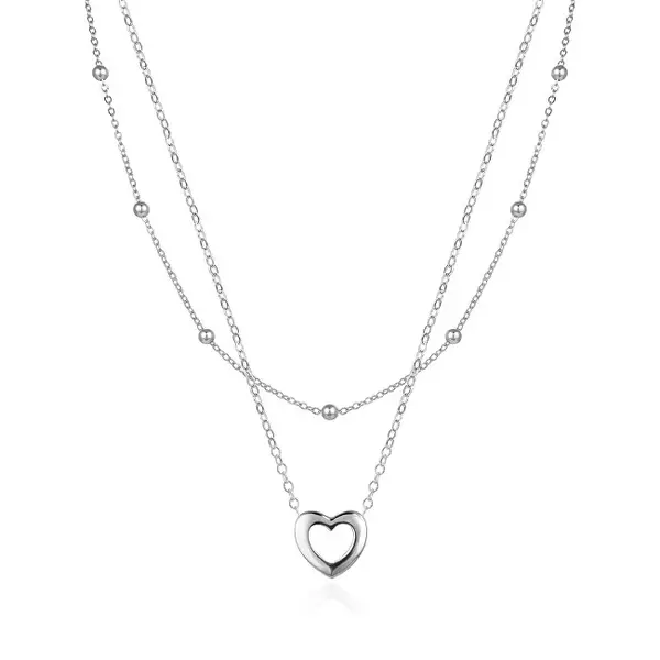 Agato Double heart necklace in silver AGS1552