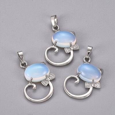 Opalite Kitten Pendants