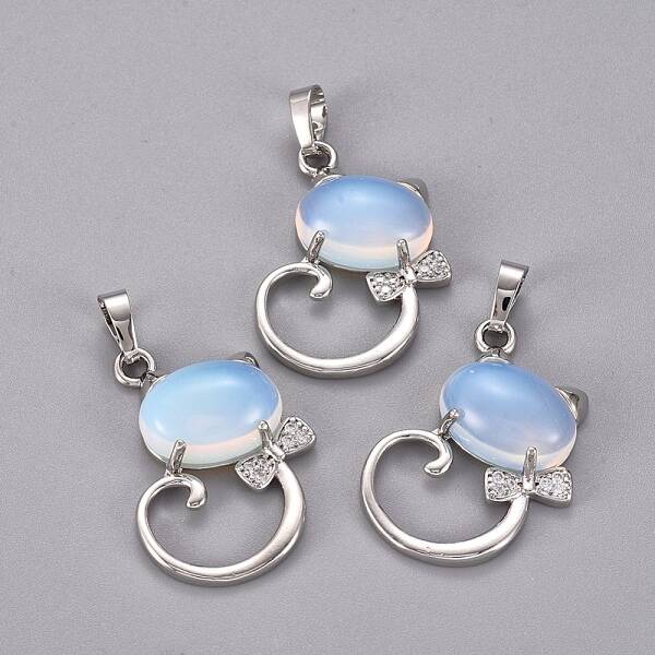 Opalite Kitten Pendants