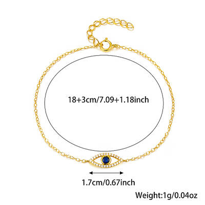 S925 Sterling Silver Evil Eye Link Bracelet