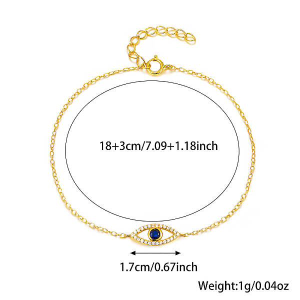 S925 Sterling Silver Evil Eye Link Bracelet
