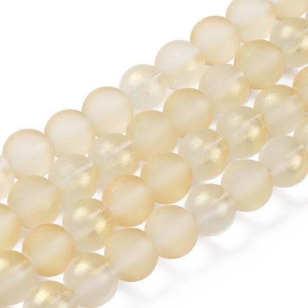 Spray Painted Glass Round Bead Strands