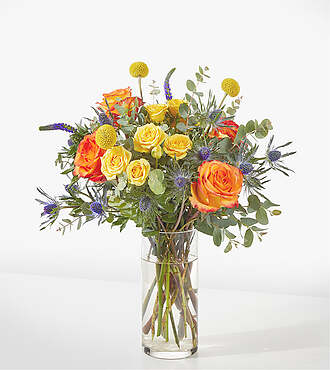 Burn Bright Bouquet - Standard with Vase - FedEx