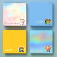 Cartoon Dumpster Fire Pattern Sticky Note, 4 Counts/set 50 Sheets Creative Office Note Pad, Adhesive Sticky Note for School O...
