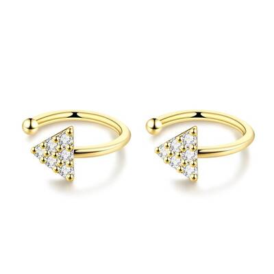 Brass Micro Pave Clear Cubic Zirconia Cuff Earrings