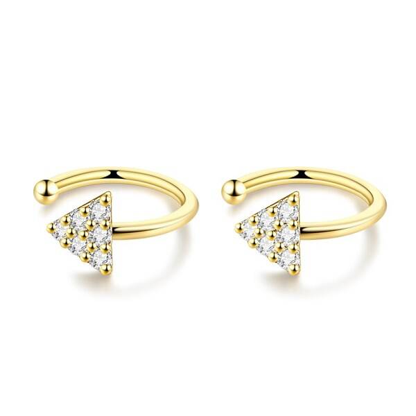 Brass Micro Pave Clear Cubic Zirconia Cuff Earrings