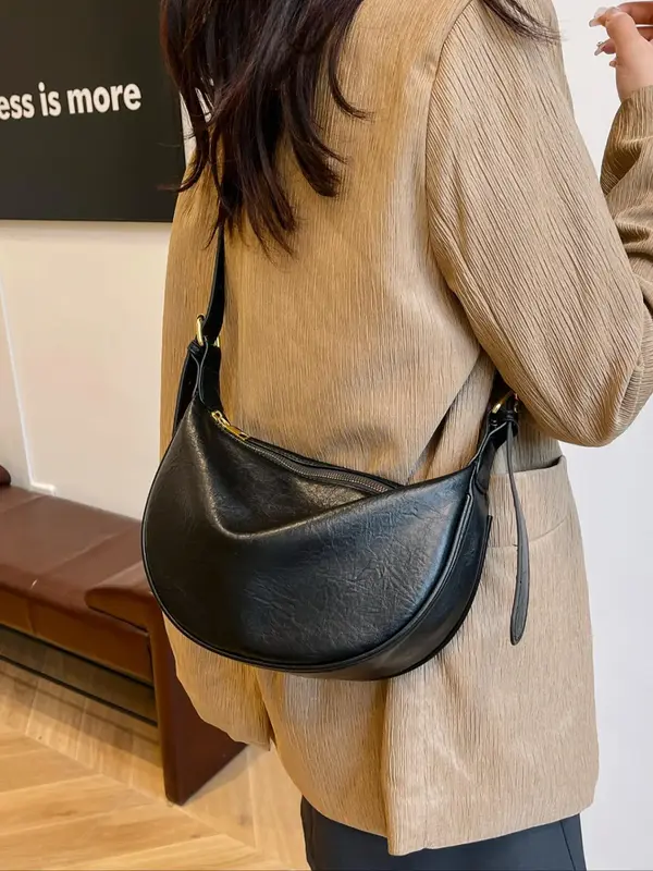 Women's Solid Color Shoulder Bag, 2024 New Style Fashionable PU Leather Crossbody Bag for Daily Used, Casual Trendy Versatile...
