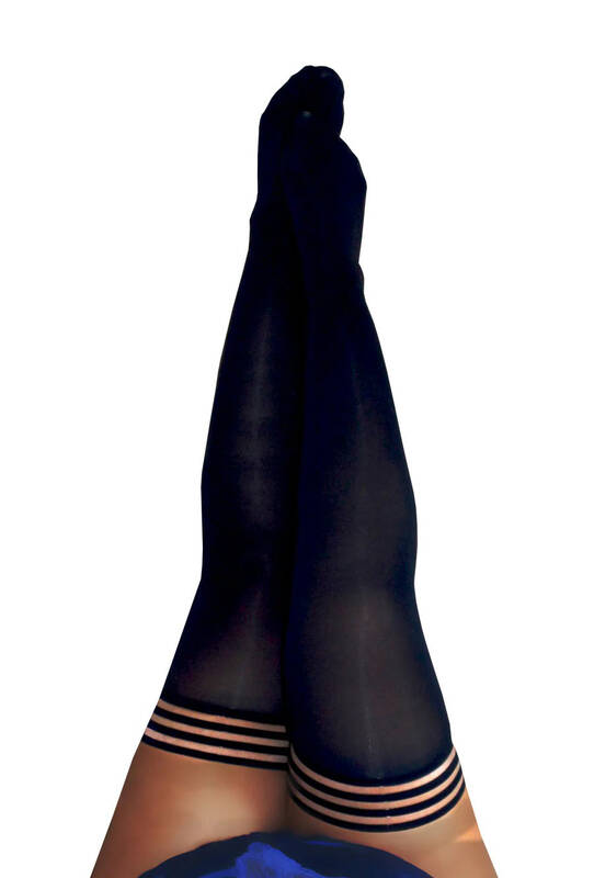 Danielle - Black Opaque Thigh High - Size D -  Black