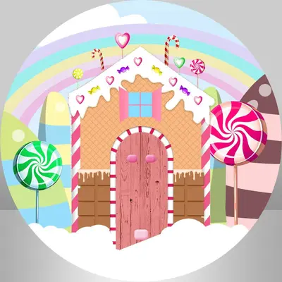 Aperturee Candy Shop Rainbow Round Backdrop Kit For Birthday | Circle Birthday Backdrop Cover | Birthday Backdrop Ideas | Cir...