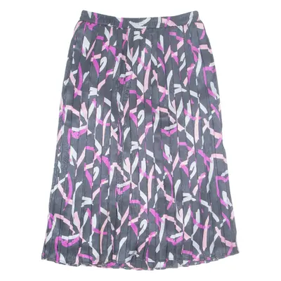 FRANKENWALDER Womens Pleated Skirt Black Midi Crazy Pattern S