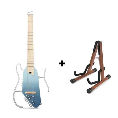 Donner HUSH™ I PRO Acoustic-Electric Travel Guitar - Hawaiian Blue / Guitar+Stand