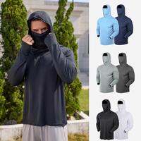 Men's UPF 50+ Hooded Sun Protection Fishing Sauna Shirts with Face Mask - Long Sleeve UV Protection Clothing for Outdoor Acti...