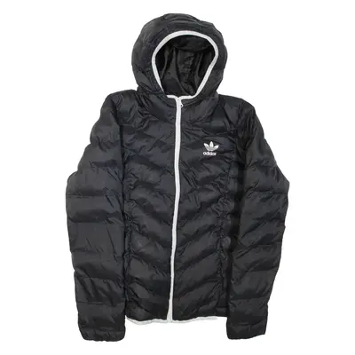 ADIDAS Womens Puffer Jacket Black Hooded UK 10