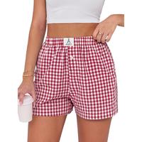 ANRABESS Boxer Shorts for Women Gingham Pajama 2025 Summer Casual Lounge Sleep Plaid Shorts Y2K Summer Outdoor Fashion Pjs Be...